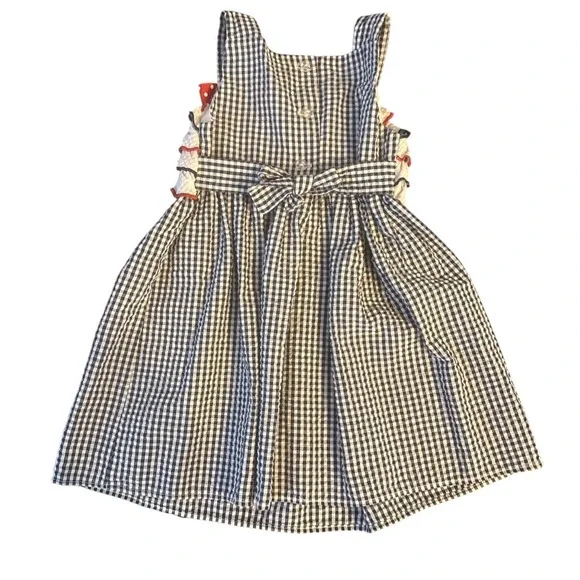 Emily Rose Girls 2T Gingham Seersucker Ruffle Summer Dress Americana Butterflies - Picture 5 of 10